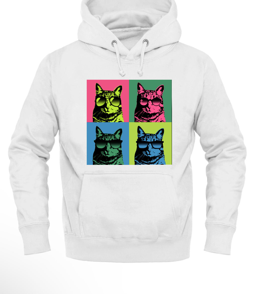 Pop Art Cool Kats Hoodie - Black