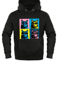Pop Art Cool Kats Hoodie - Black