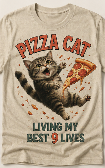 Pizza Cat — Living My Best 9 Lives T-Shirt